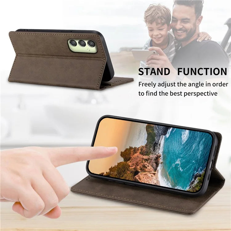 DF-05 For Samsung Galaxy A25 5G (Global) (161.0 x 76.5 x 8.3mm) Cell Phone Case RFID Blocking PU Leather Stand Cover