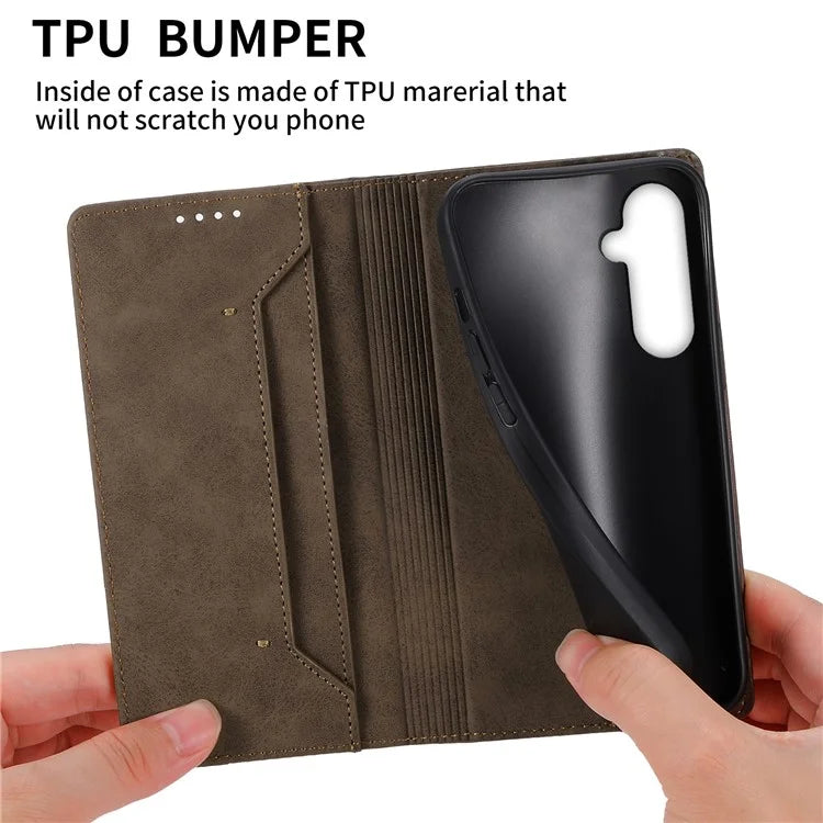 DF-05 For Samsung Galaxy S24 Cell Phone Case RFID Blocking PU Leather Cover with Wallet