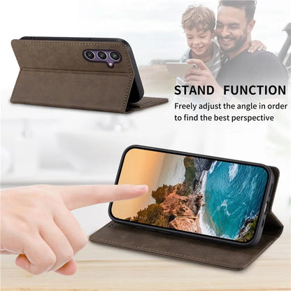 DF-05 For Samsung Galaxy S24 Cell Phone Case RFID Blocking PU Leather Cover with Wallet