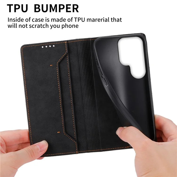 DF-05 For Samsung Galaxy S24 Ultra Case RFID Blocking PU Leather Phone Cover Wallet