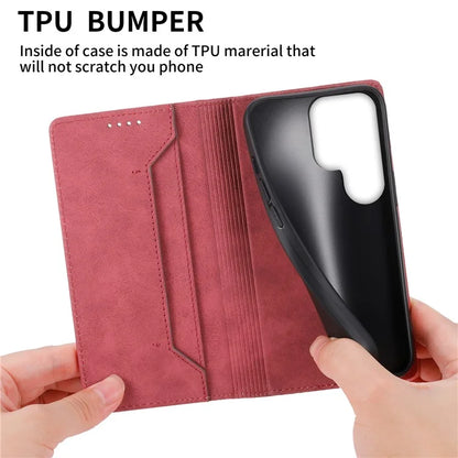 DF-05 For Samsung Galaxy S24 Ultra Case RFID Blocking PU Leather Phone Cover Wallet