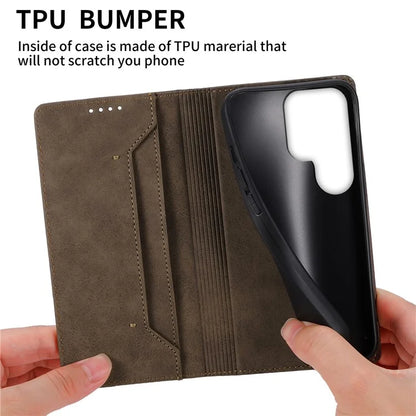 DF-05 For Samsung Galaxy S24 Ultra Case RFID Blocking PU Leather Phone Cover Wallet