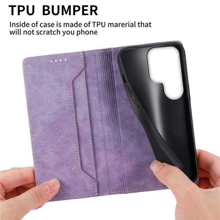 DF-05 For Samsung Galaxy S24 Ultra Case RFID Blocking PU Leather Phone Cover Wallet