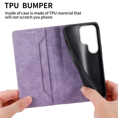 DF-05 For Samsung Galaxy S24 Ultra Case RFID Blocking PU Leather Phone Cover Wallet