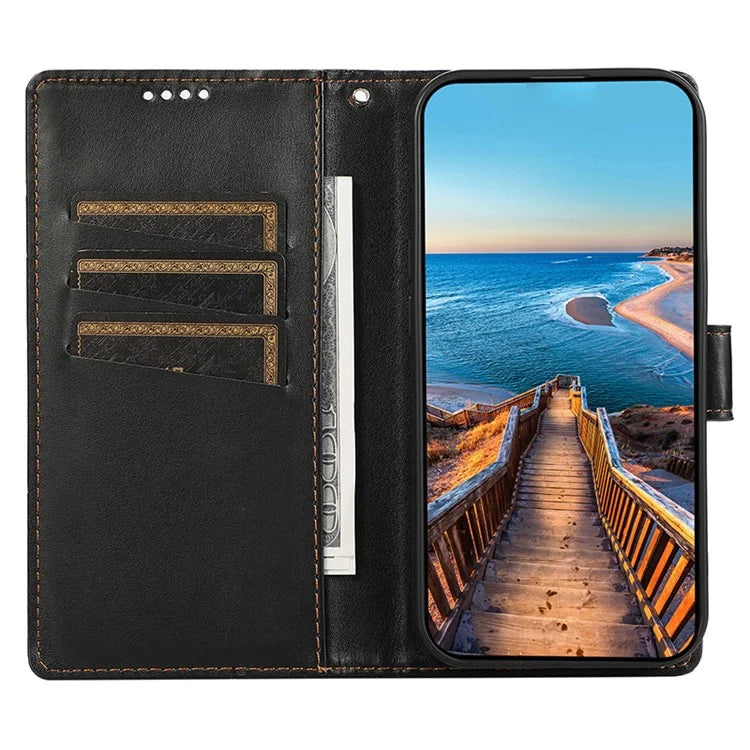 DF-06 For Samsung Galaxy S24 Cell Phone Cases with Strap Imprinted PU Leather Cover