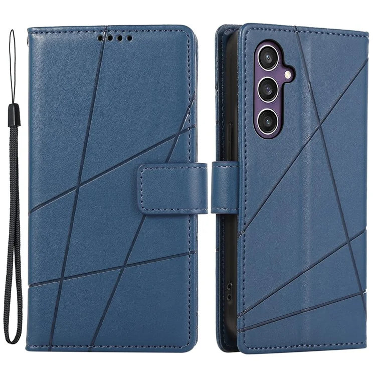 DF-06 For Samsung Galaxy S24 Cell Phone Cases with Strap Imprinted PU Leather Cover