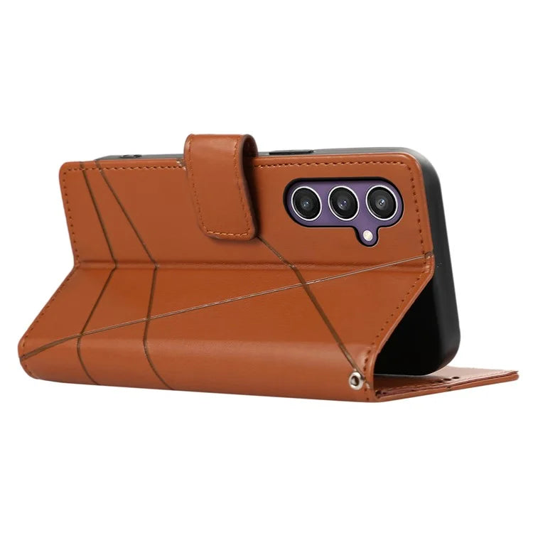 DF-06 For Samsung Galaxy S24 Cell Phone Cases with Strap Imprinted PU Leather Cover