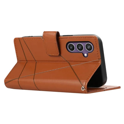 DF-06 For Samsung Galaxy S24 Cell Phone Cases with Strap Imprinted PU Leather Cover