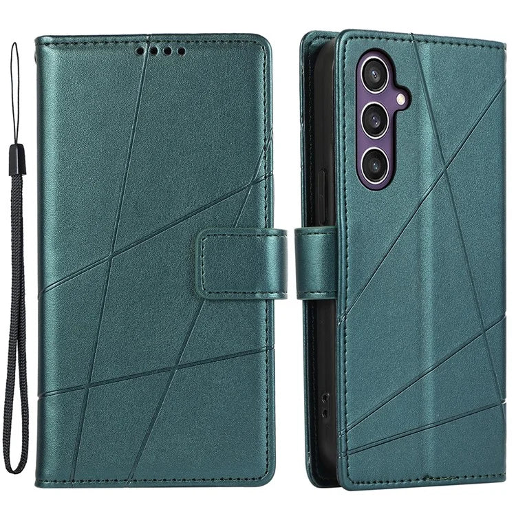 DF-06 For Samsung Galaxy S24 Cell Phone Cases with Strap Imprinted PU Leather Cover