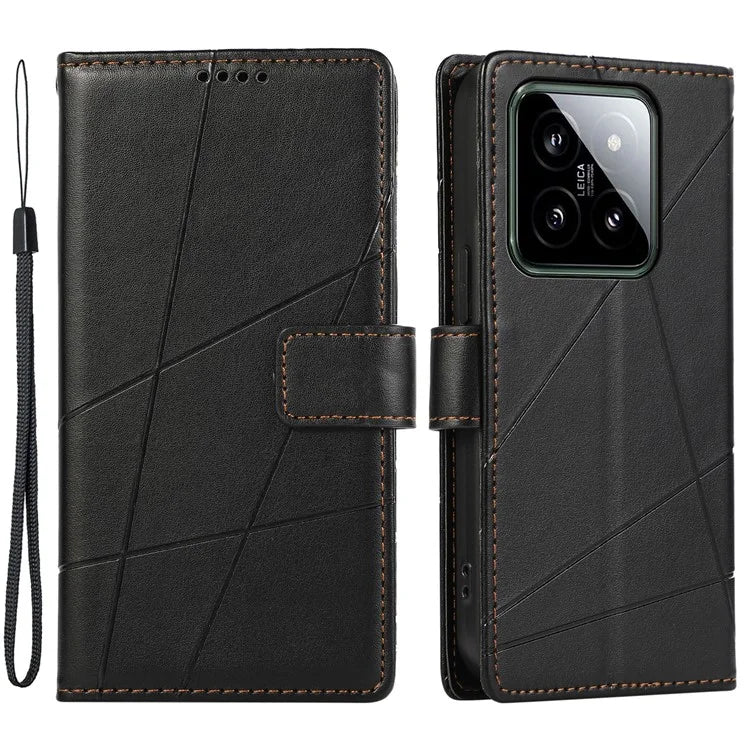 DF-06 For Xiaomi 14 Imprinted PU Leather Cover Cell Phone Cases with Strap