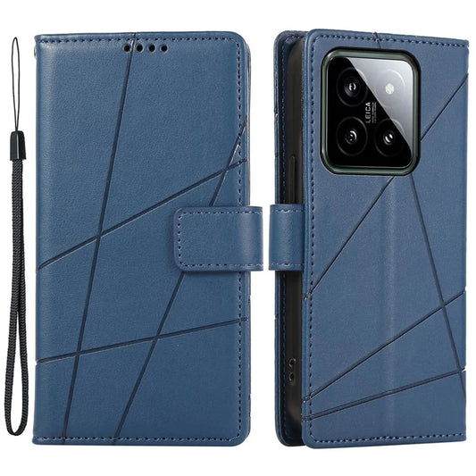 DF-06 For Xiaomi 14 Pro Case Imprinted Lines PU Leather Wallet Cover