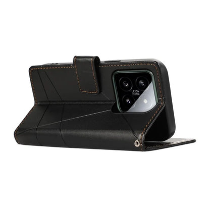 DF-06 For Xiaomi 14 Pro Case Imprinted Lines PU Leather Wallet Cover