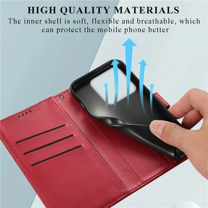 DF-06 For Xiaomi 14 Pro Case Imprinted Lines PU Leather Wallet Cover