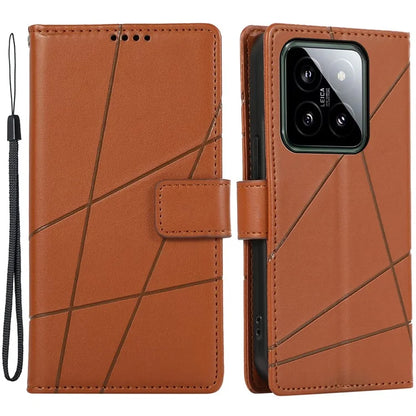 DF-06 For Xiaomi 14 Pro Case Imprinted Lines PU Leather Wallet Cover