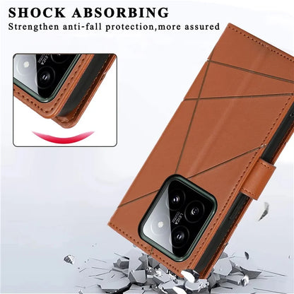 DF-06 For Xiaomi 14 Pro Case Imprinted Lines PU Leather Wallet Cover