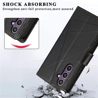 DF-06 For Samsung Galaxy S24+ Cell Phone Cases Imprinted Folio Flip PU Leather Cover