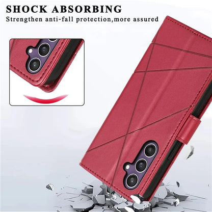 DF-06 For Samsung Galaxy S24+ Cell Phone Cases Imprinted Folio Flip PU Leather Cover