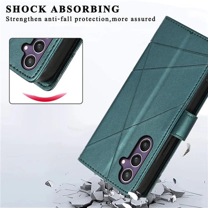 DF-06 For Samsung Galaxy S24+ Cell Phone Cases Imprinted Folio Flip PU Leather Cover