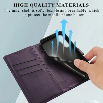 DF-06 For Samsung Galaxy S24+ Cell Phone Cases Imprinted Folio Flip PU Leather Cover
