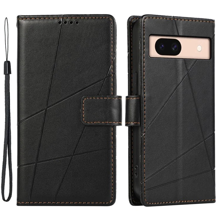 DF-06 For Google Pixel 8a Anti-drop Imprinted PU Leather Cover Cell Phone Cases with Strap