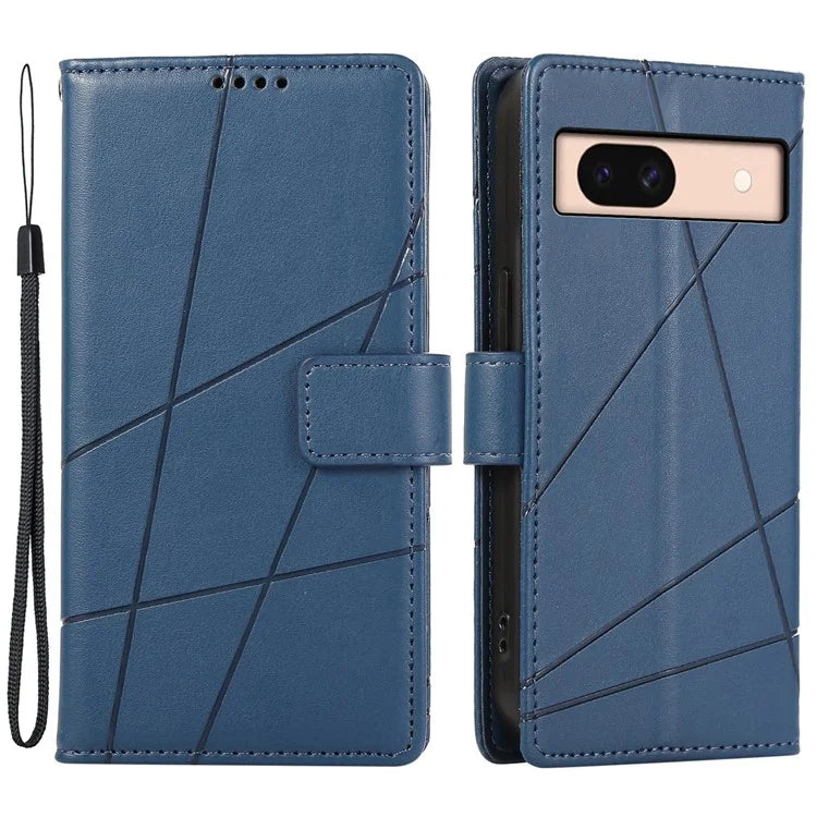 DF-06 For Google Pixel 8a Anti-drop Imprinted PU Leather Cover Cell Phone Cases with Strap