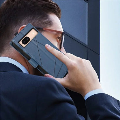 DF-06 For Google Pixel 8a Anti-drop Imprinted PU Leather Cover Cell Phone Cases with Strap
