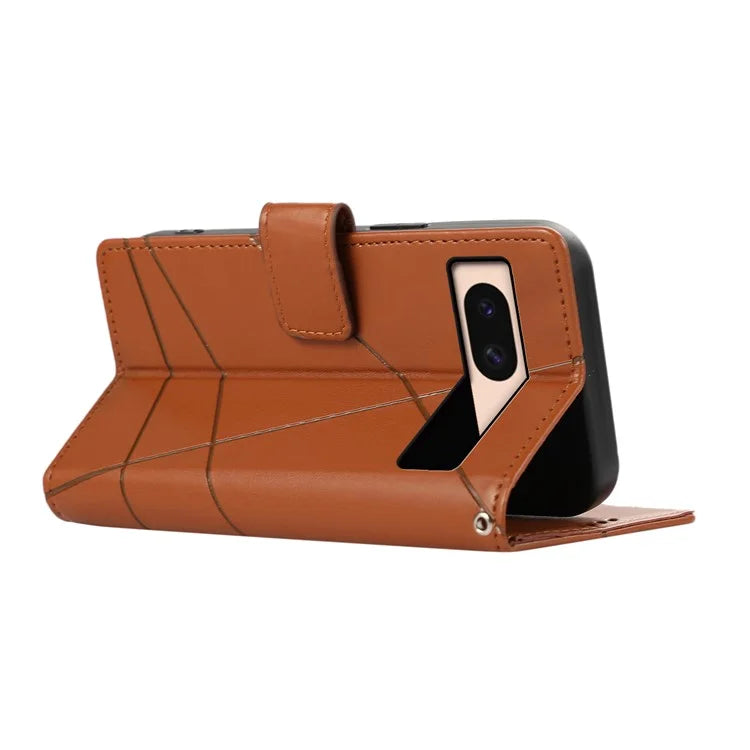 DF-06 For Google Pixel 8a Anti-drop Imprinted PU Leather Cover Cell Phone Cases with Strap