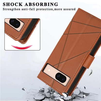 DF-06 For Google Pixel 8a Anti-drop Imprinted PU Leather Cover Cell Phone Cases with Strap