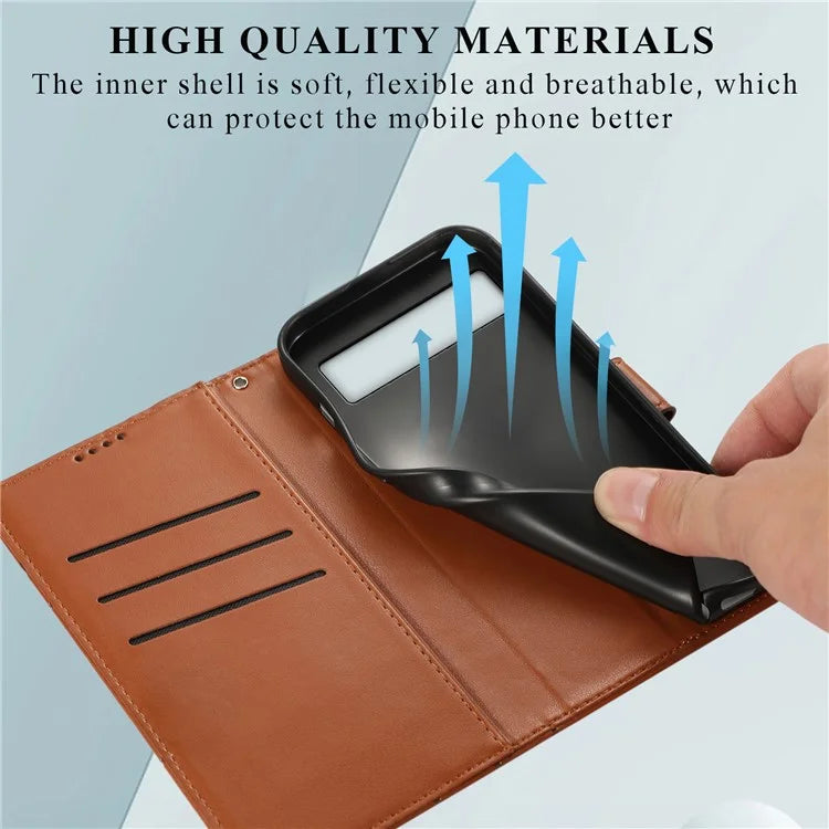 DF-06 For Google Pixel 8a Anti-drop Imprinted PU Leather Cover Cell Phone Cases with Strap