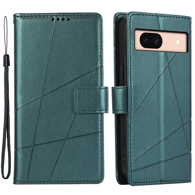 DF-06 For Google Pixel 8a Anti-drop Imprinted PU Leather Cover Cell Phone Cases with Strap