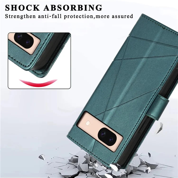 DF-06 For Google Pixel 8a Anti-drop Imprinted PU Leather Cover Cell Phone Cases with Strap