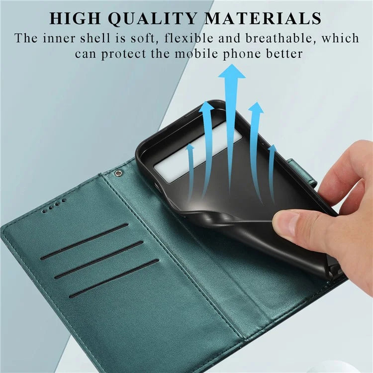 DF-06 For Google Pixel 8a Anti-drop Imprinted PU Leather Cover Cell Phone Cases with Strap