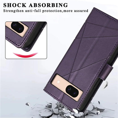 DF-06 For Google Pixel 8a Anti-drop Imprinted PU Leather Cover Cell Phone Cases with Strap