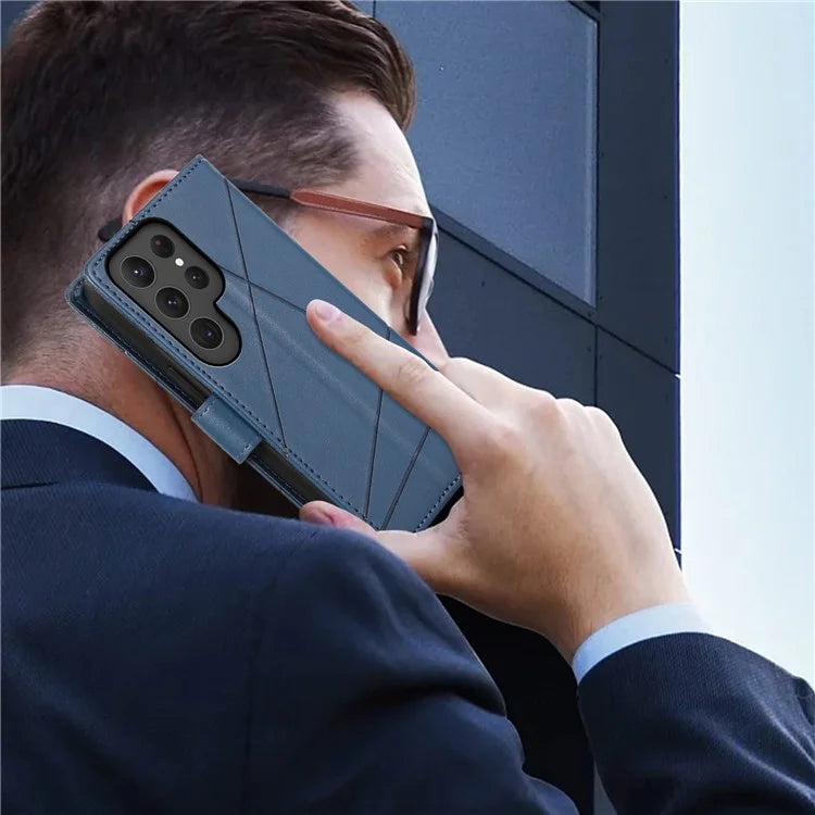 DF-06 Cell Phone Cases for Samsung Galaxy S24 Ultra Anti-scratch Imprinted PU Leather Cover