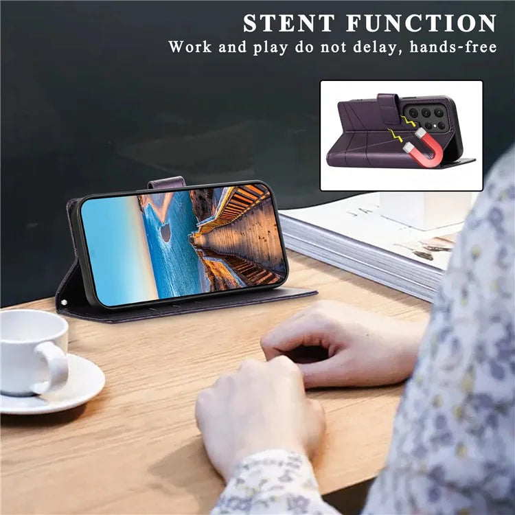 DF-06 Cell Phone Cases for Samsung Galaxy S24 Ultra Anti-scratch Imprinted PU Leather Cover