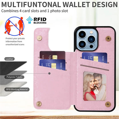 For iPhone 13 Pro Max Case Lacquered Flower RFID Blocking Card Holder Phone Cover
