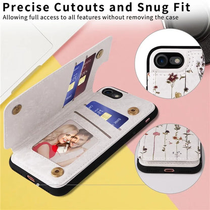 For iPhone 7 / 8 / SE (2020) / SE (2022) Case RFID Blocking Lacquered Flower Phone Kickstand Cover