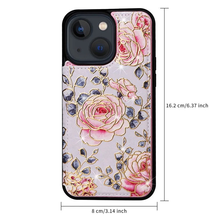 For iPhone 13 Case RFID Blocking Card Holder Phone Cover with Kickstand