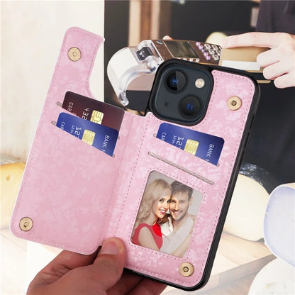 For iPhone 13 Case RFID Blocking Card Holder Phone Cover with Kickstand