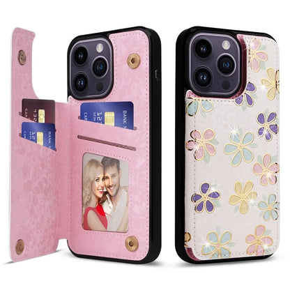 For iPhone 14 Pro Case RFID Blocking Card Holder Leather+TPU Phone Cover
