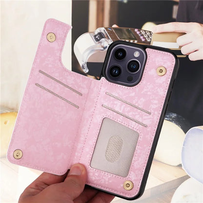 For iPhone 14 Pro Case RFID Blocking Card Holder Leather+TPU Phone Cover