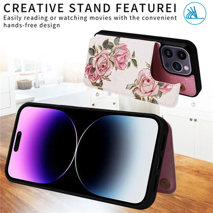 For iPhone 14 Pro Case RFID Blocking Card Holder Leather+TPU Phone Cover