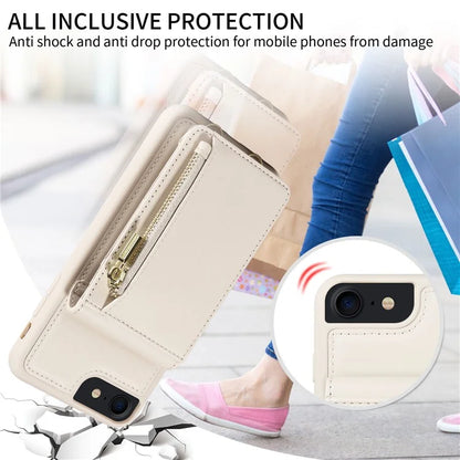 For iPhone 7 / 8 / SE (2020) / (2022) Case RFID Blocking PU+TPU Wallet Phone Case with Kickstand, Straps