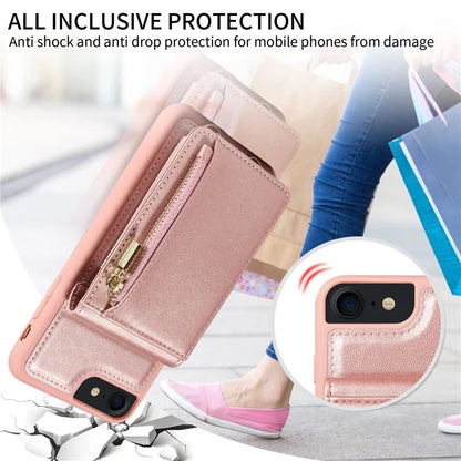 For iPhone 7 / 8 / SE (2020) / (2022) Case RFID Blocking PU+TPU Wallet Phone Case with Kickstand, Straps