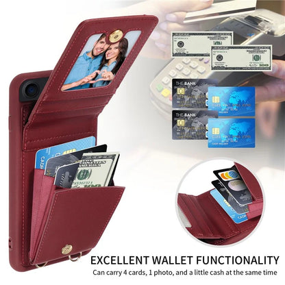For iPhone 7 / 8 / SE (2020) / (2022) Case RFID Blocking PU+TPU Wallet Phone Case with Kickstand, Straps