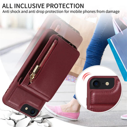 For iPhone 7 / 8 / SE (2020) / (2022) Case RFID Blocking PU+TPU Wallet Phone Case with Kickstand, Straps