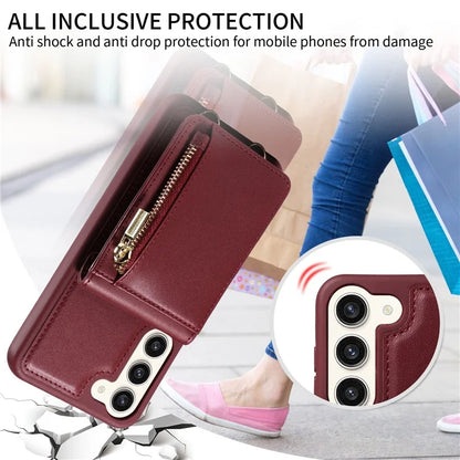 For Samsung Galaxy S23 RFID Blocking Case PU+TPU Kickstand Phone Cover with Wallet, Straps