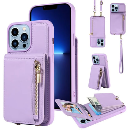 For iPhone 13 Pro Max 6.7 inch Shockproof Case RFID Blocking PU+TPU Wallet Phone Cover with Kickstand