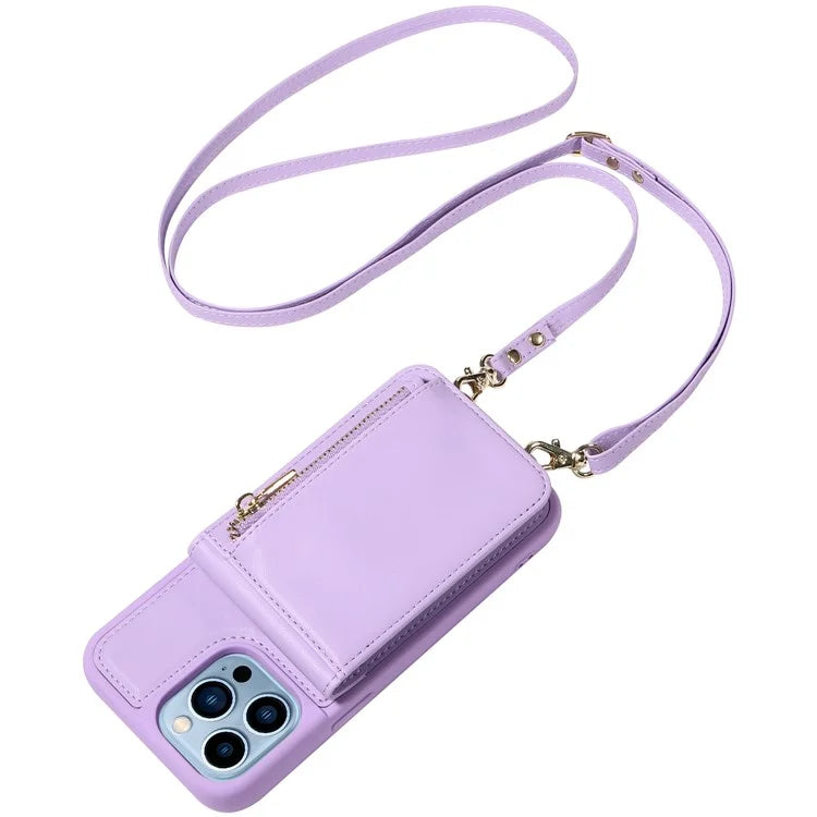 For iPhone 13 Pro Max 6.7 inch Shockproof Case RFID Blocking PU+TPU Wallet Phone Cover with Kickstand