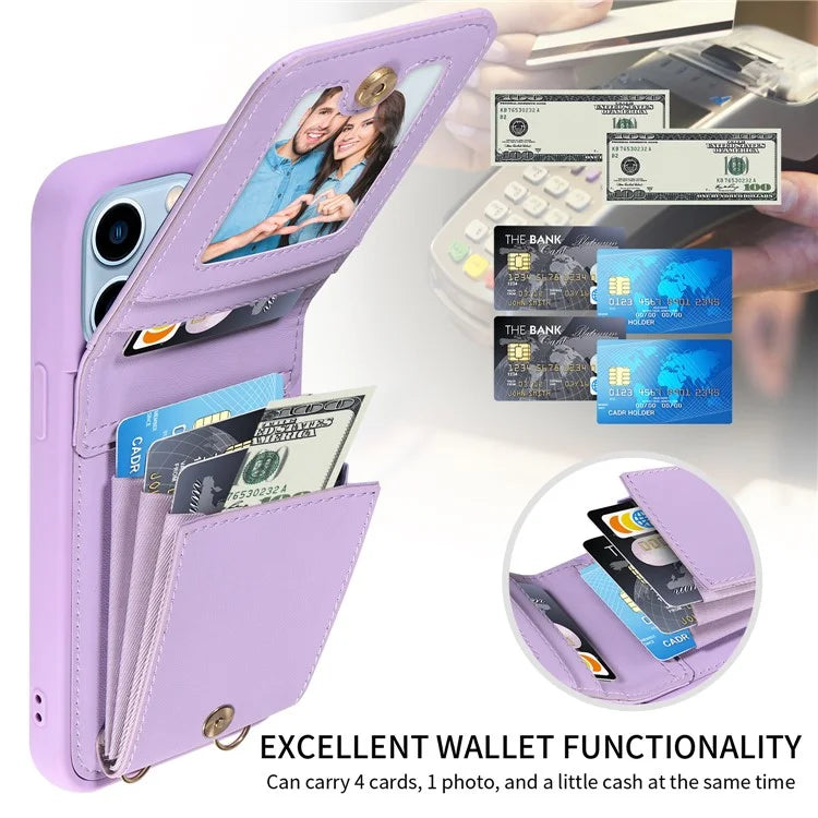 For iPhone 13 Pro Max 6.7 inch Shockproof Case RFID Blocking PU+TPU Wallet Phone Cover with Kickstand